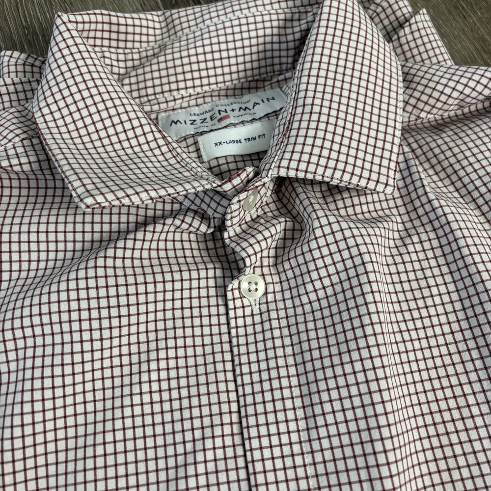 Mizzen+Main Leeward Shirt Men's XXL Trim Fit Check Performance Long Sleeve